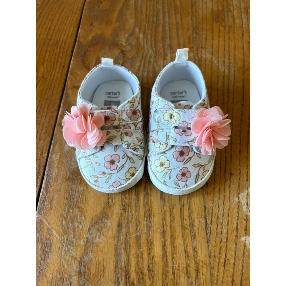 Carter's Pink and Yellow Flower 3-6 Month Shoes